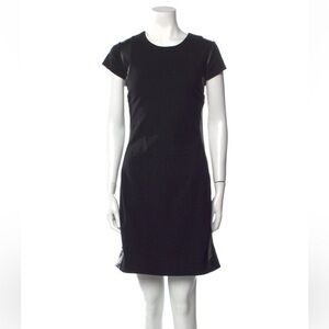Leather DVF Diane von Furstenberg 10 Black Sheath knit Dress